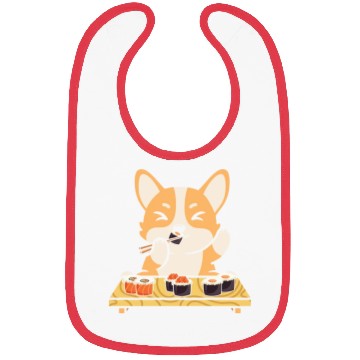 Discover Kawaii Dog Eating Sushi Rolls Bibs