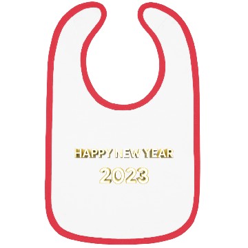Discover Happy New Year 2023 Background Gold Text Design Bibs
