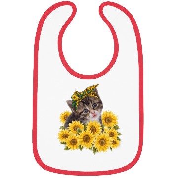 Discover Sunflower Cat Lover Cute Kitten Lady Gift Bibs