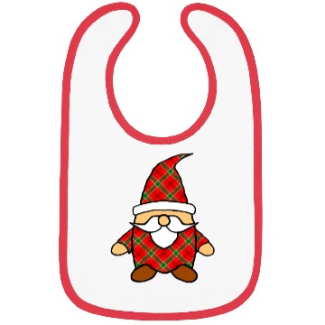 Discover Cute Cartoon Gnome Red Green Plaid Pattern Bibs