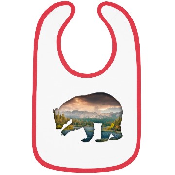 Discover Bear bear silhouette with forest fill Bibs