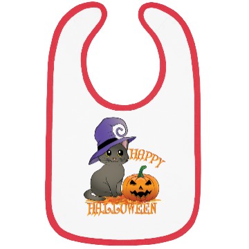Discover Happy Halloween Cat Pumpkin Witch Hat Bibs