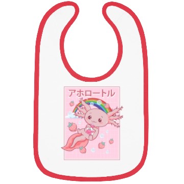 Discover Kawaii Axolotl Strawberry Milk Bibs