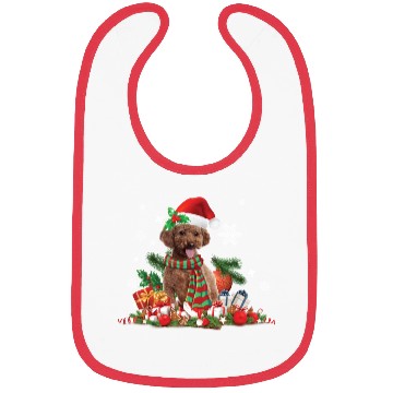 Discover Christmas themed brown Poodle dog Bibs