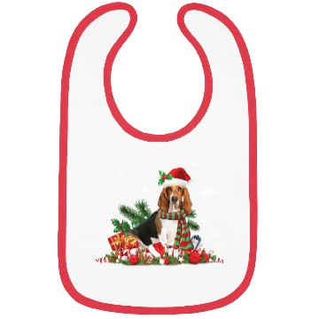 Discover Christmas Basset Hound wearing a Santa Claus Hat Bibs