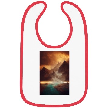 Discover Mountains on a river mystery painting Bibs