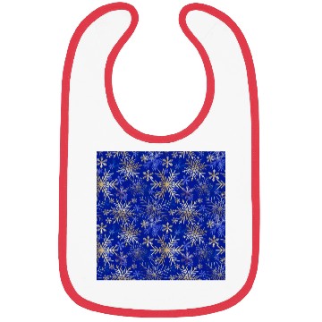 Discover Snowflakes Pattern Blue Gold Bibs