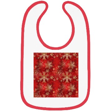 Discover Snowflakes Pattern Red Gold Bibs