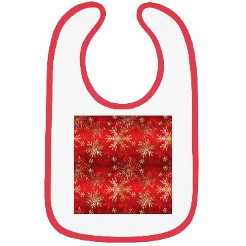 Discover Snowflakes Pattern Red Gold Bibs