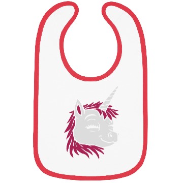 Discover Cartoon face happy unicorn Bibs