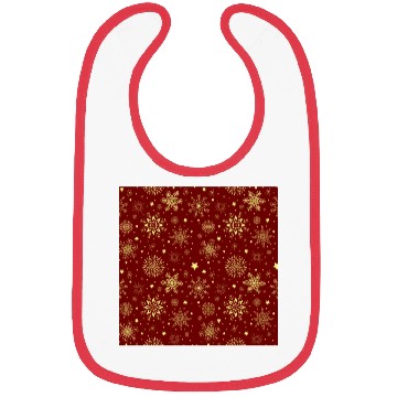 Discover Snowflakes Pattern Burgundy Gold Bibs
