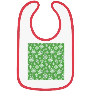 Discover Modern Snowflakes Pattern White Green Bibs