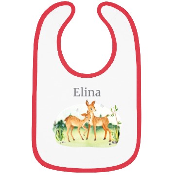 Discover Forest Animal Deer Flowers Name Elina Bibs