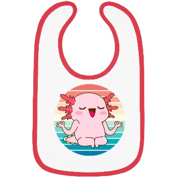 Discover Adorable Meditating Axolotl Retro Sunset Bibs