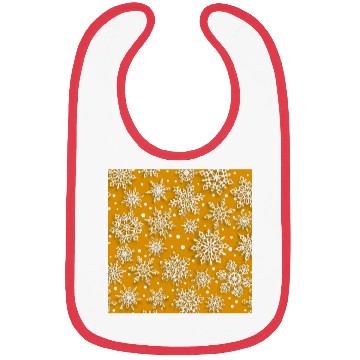 Discover Elegant Orange Snowflakes Pattern Bibs