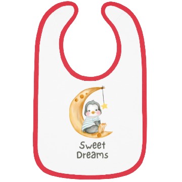 Discover Cute Penguin Moon Sweet Dreams Bibs