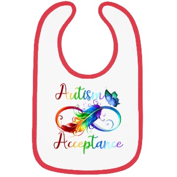 Discover Autism Red Instead Infinity Acceptance Butterfly Bibs