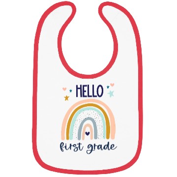 Discover Hello First Grade Retro Rainbow Cute for Teacher Bibs