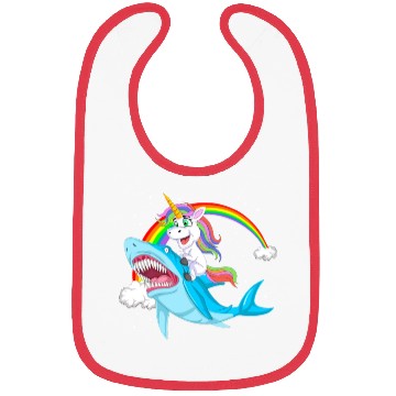 Discover Unicorn riding shark Design Bibs