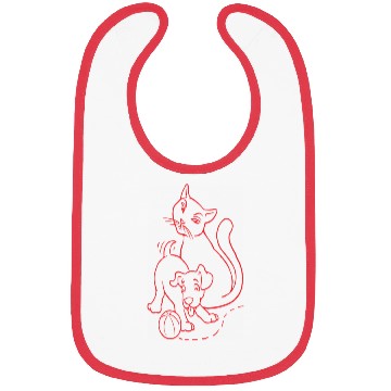Discover Cat And Dog Red Bibs