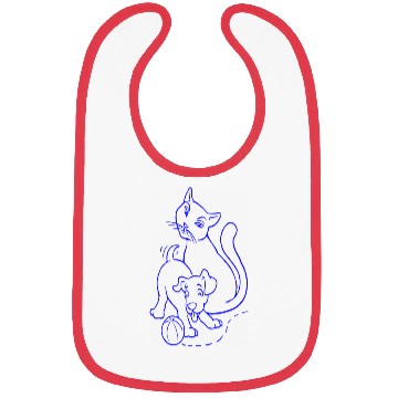 Discover Cat And Dog Blue Bibs