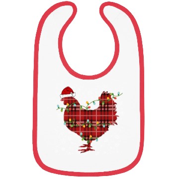 Discover Buffalo Plaid Chicken Christmas Bibs
