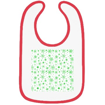 Discover Snowflakes Pattern Green White Bibs