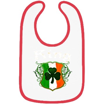 Discover King Irish Surname Ireland Flag Shield Shamrock Bibs