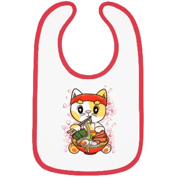 Discover Gatito Comiendo Ramen Kawaii Anime Bibs