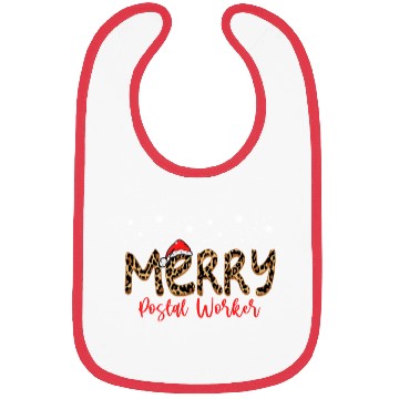 Discover Leopard Print Merry Postal Worker Bibs