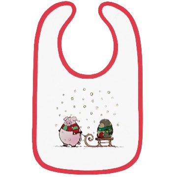 Discover Winter fun with pig and hedgehog Bibs