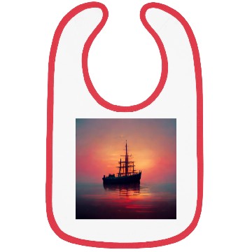 Discover Old Ship in sunset great scenery, oil paint Bibs