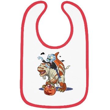 Discover Halloween monster riding dinosaur mummy Bibs