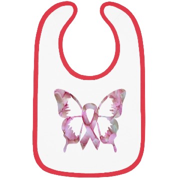 Discover Ribbon Butterfly flower Breast Cancer Awareness Bibs