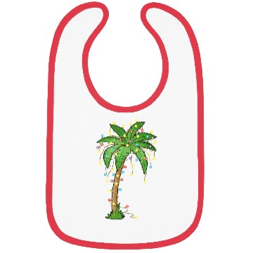 Discover Christmas Lights Palm Tree Beach Funny Tropical Bibs