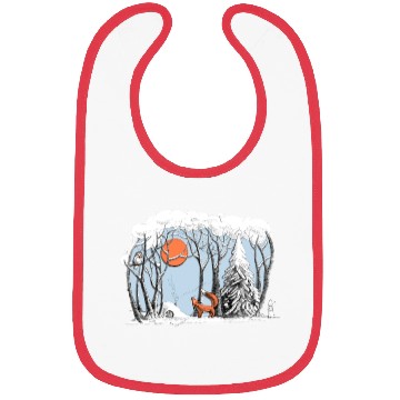 Discover Winter landscape with fox and owl Bibs