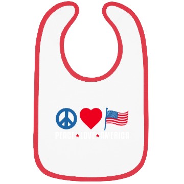 Discover Peace Love America US Flag Independence Bibs