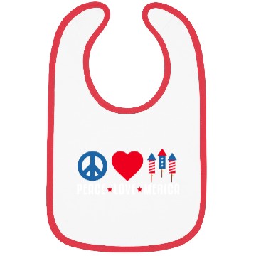 Discover Peace Love Merica US Flag Independence Bibs