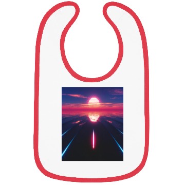 Discover Vaporwave Aesthetic Sunset Above Reflecting Sea Bibs