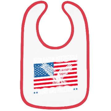 Discover Beer Bacon Motorcycle Guns And Freedom US Flag Bibs