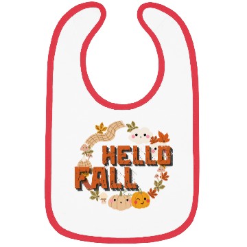 Discover Hello Fall Cute Nature Autumn leaves Pumpkins Bibs