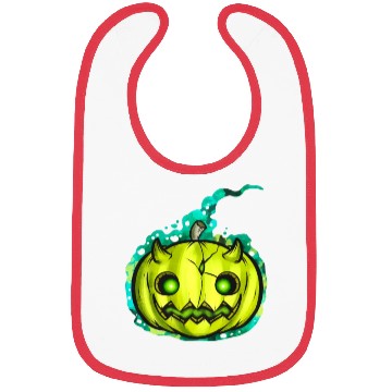 Discover Green Pumpkin Spirit With Horns Halloween Bibs