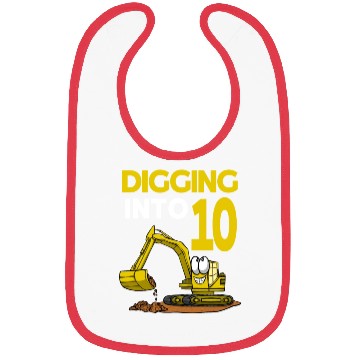 Discover Excavator Driver Digging Into 10 Birthday Bibs