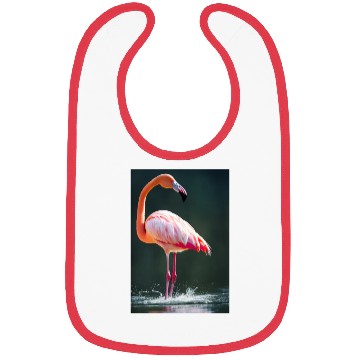 Discover Flamingo in a lake with water splashes Bibs