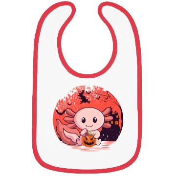 Discover Candy Eating Axolotl Pumpkin Halloween Bibs