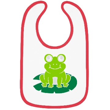 Discover Cute frog sitting water lily Bibs