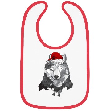 Discover Grey Wolf Christmas Santa Hat Wolves Lover Wolfmas Bibs