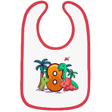 Discover 8th Birthday Trex Triceratops Dinosaur 8 Year Bibs