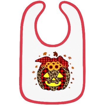 Discover Pumpkin Jack O' Lantern Leopard Plaid Halloween Bibs