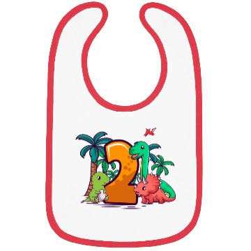 Discover 2nd Birthday Trex Triceratops Dinosaur 2 Year Bibs